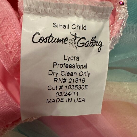 COSTUME GALLERY CHILD SMALL PINK BLUE COMPETITION DANCE COSTUME JAZZ BALLET LYRI - Picture 7 of 8